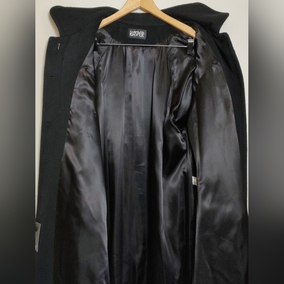 Kasper Womens Longline Black Wool Coat - Picture 8 of 14